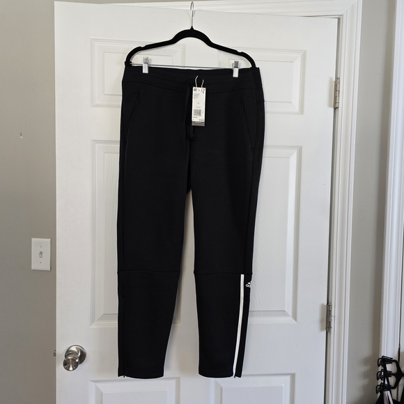 Women's Adidas Black Track Pants with White Stripe - Picture 1 of 6